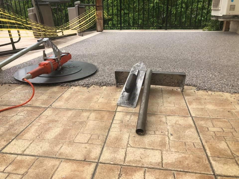 Terrasse pendant la pose